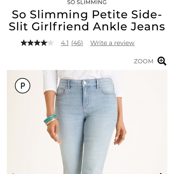 Chico’s Petite So Slimming Side Slit Girlfriend Ankle Jeans - 4P SP(Chico’s 0P) - Picture 2 of 9